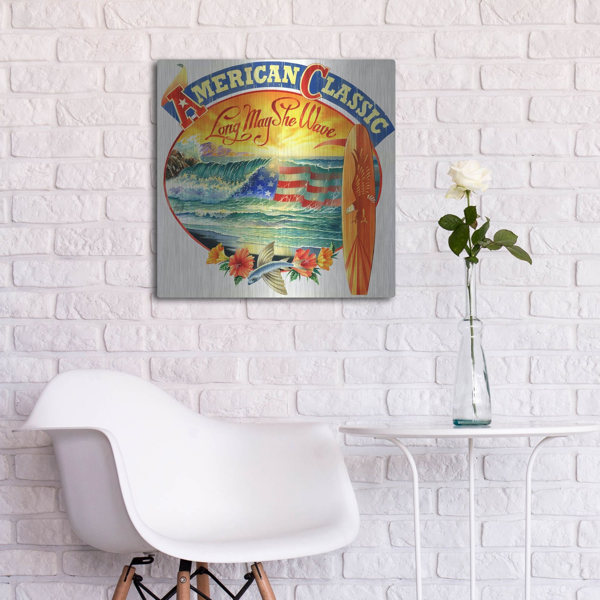 Luxe Metal Art 'American Classic' by James Mazzotta, Metal Wall Art,24x24