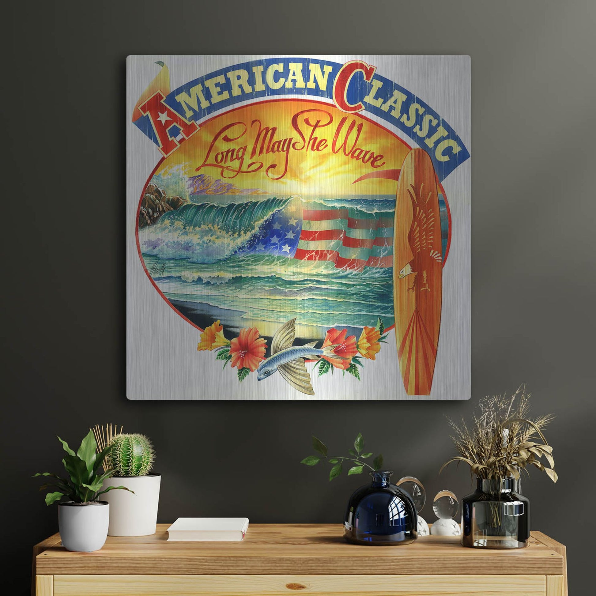 Luxe Metal Art 'American Classic' by James Mazzotta, Metal Wall Art,24x24