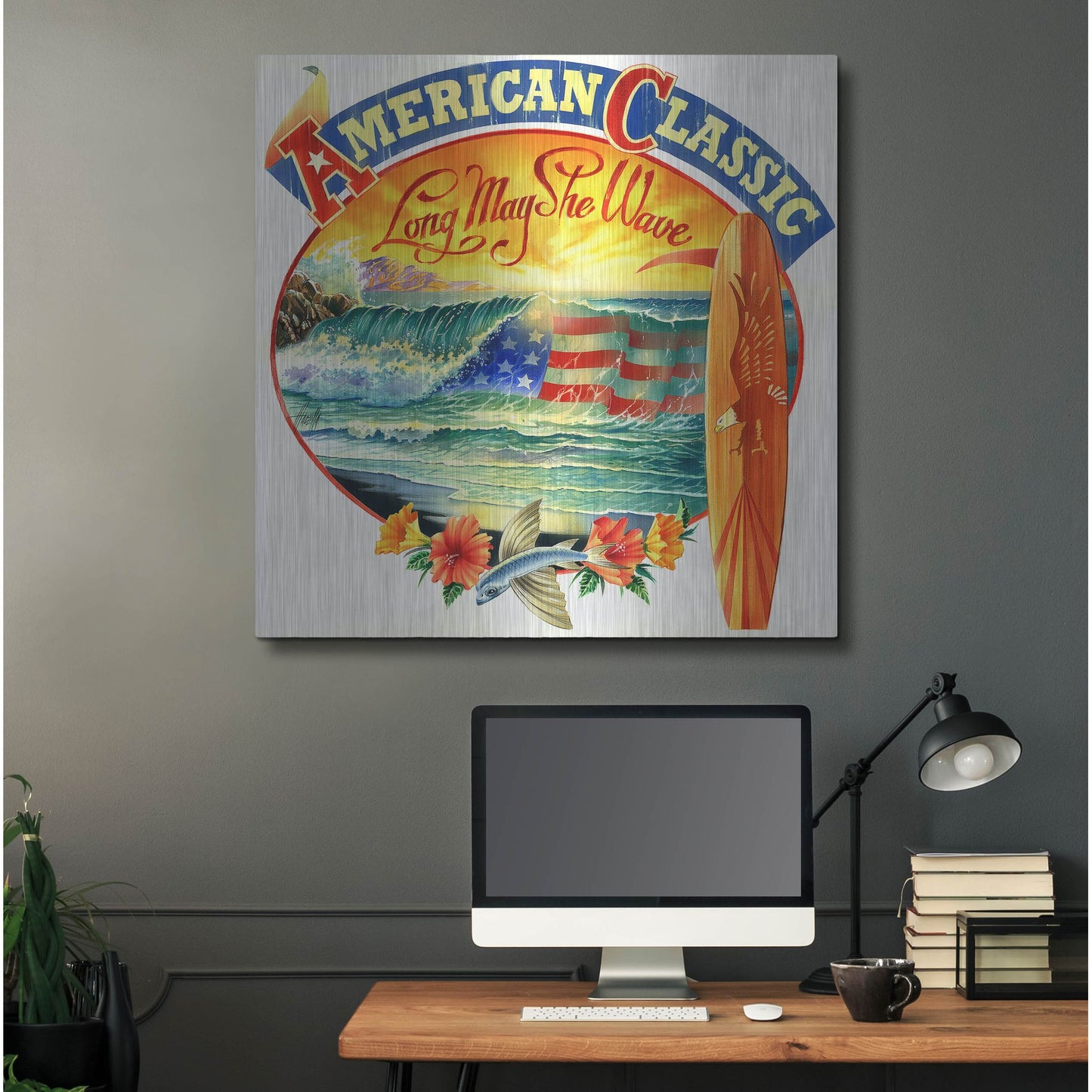 Luxe Metal Art 'American Classic' by James Mazzotta, Metal Wall Art,36x36