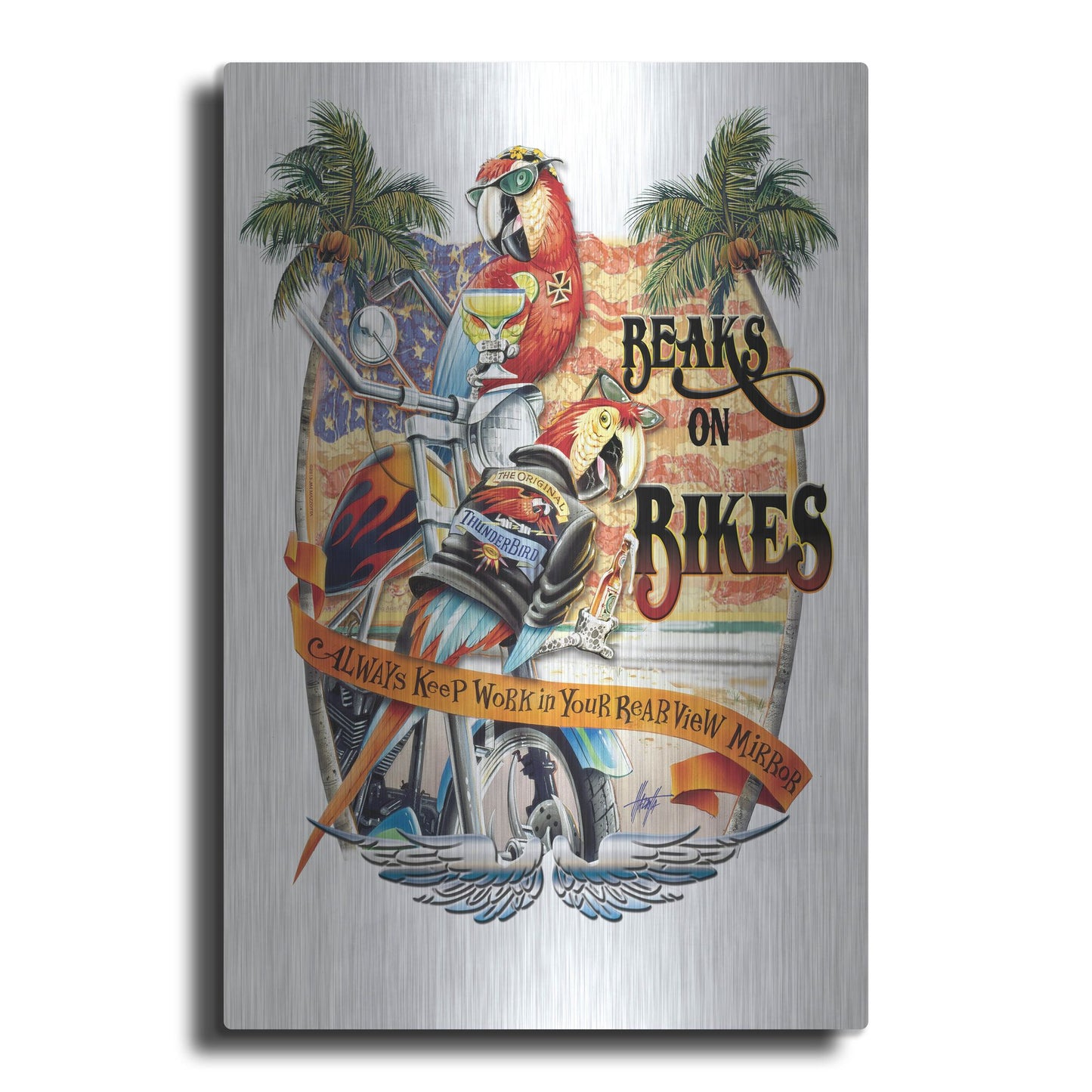 Luxe Metal Art 'Beakson Bikes' by James Mazzotta, Metal Wall Art