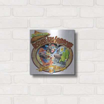 Luxe Metal Art 'BEAR Keg Syndrome' by James Mazzotta, Metal Wall Art,12x12