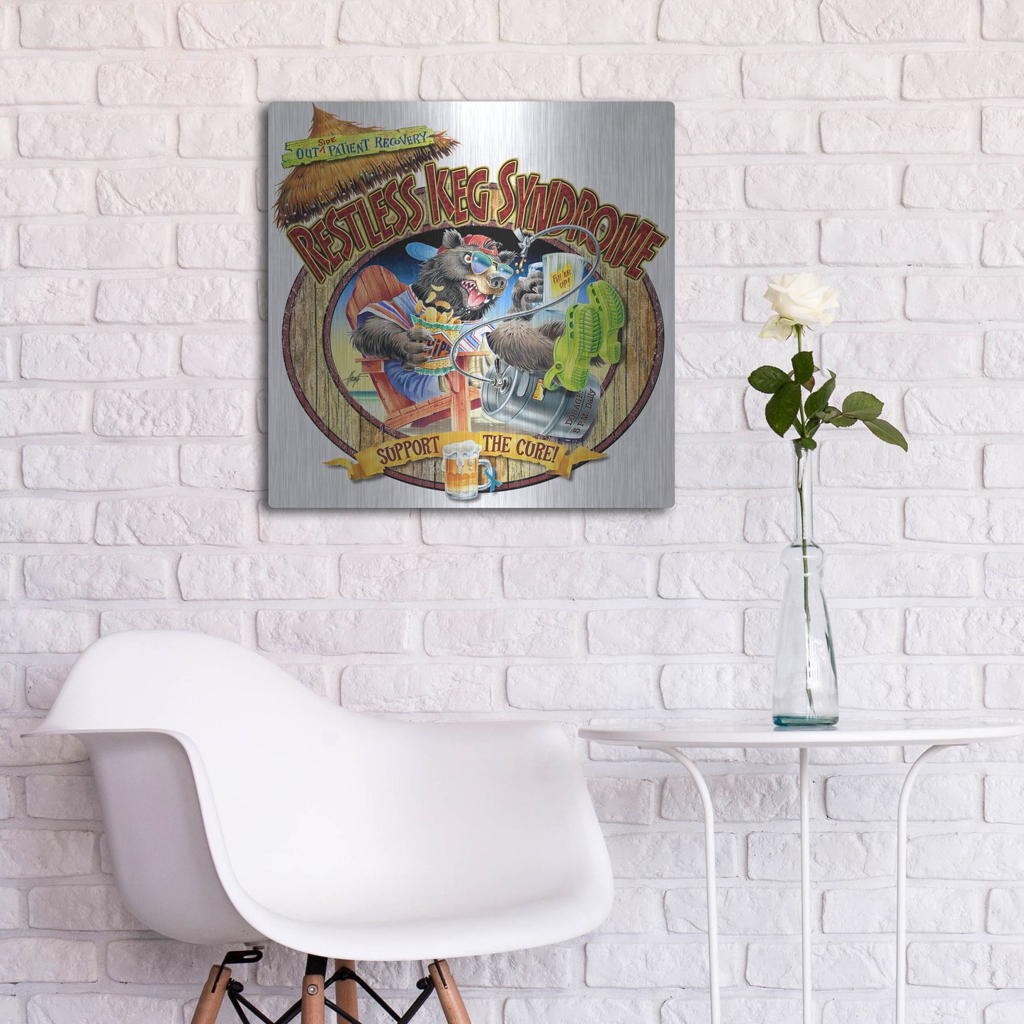 Luxe Metal Art 'BEAR Keg Syndrome' by James Mazzotta, Metal Wall Art,24x24