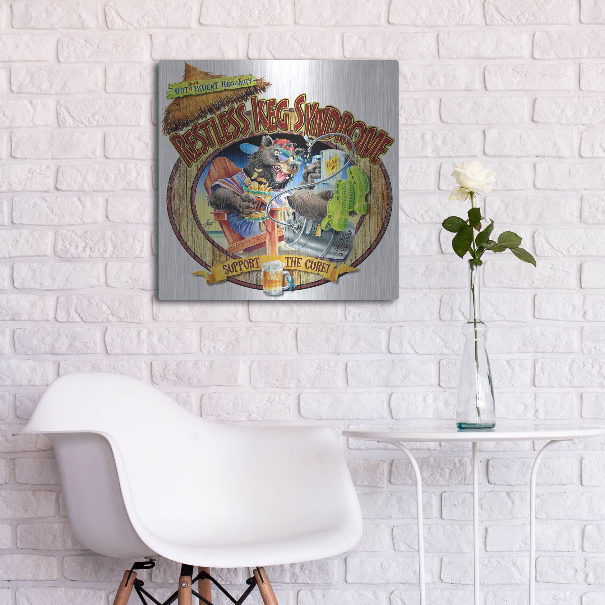 Luxe Metal Art 'BEAR Keg Syndrome' by James Mazzotta, Metal Wall Art,24x24