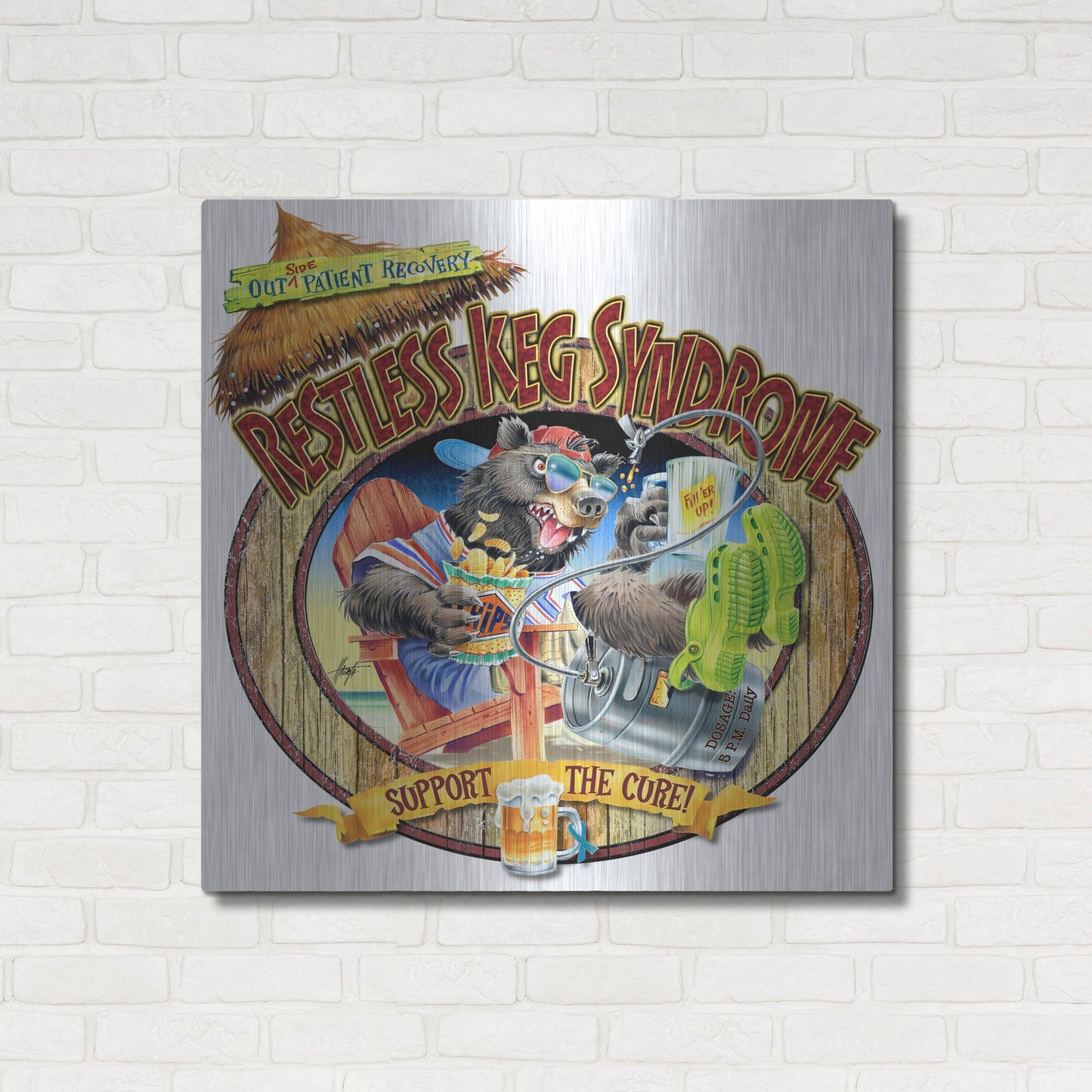 Luxe Metal Art 'BEAR Keg Syndrome' by James Mazzotta, Metal Wall Art,36x36