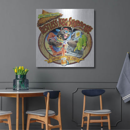 Luxe Metal Art 'BEAR Keg Syndrome' by James Mazzotta, Metal Wall Art,36x36