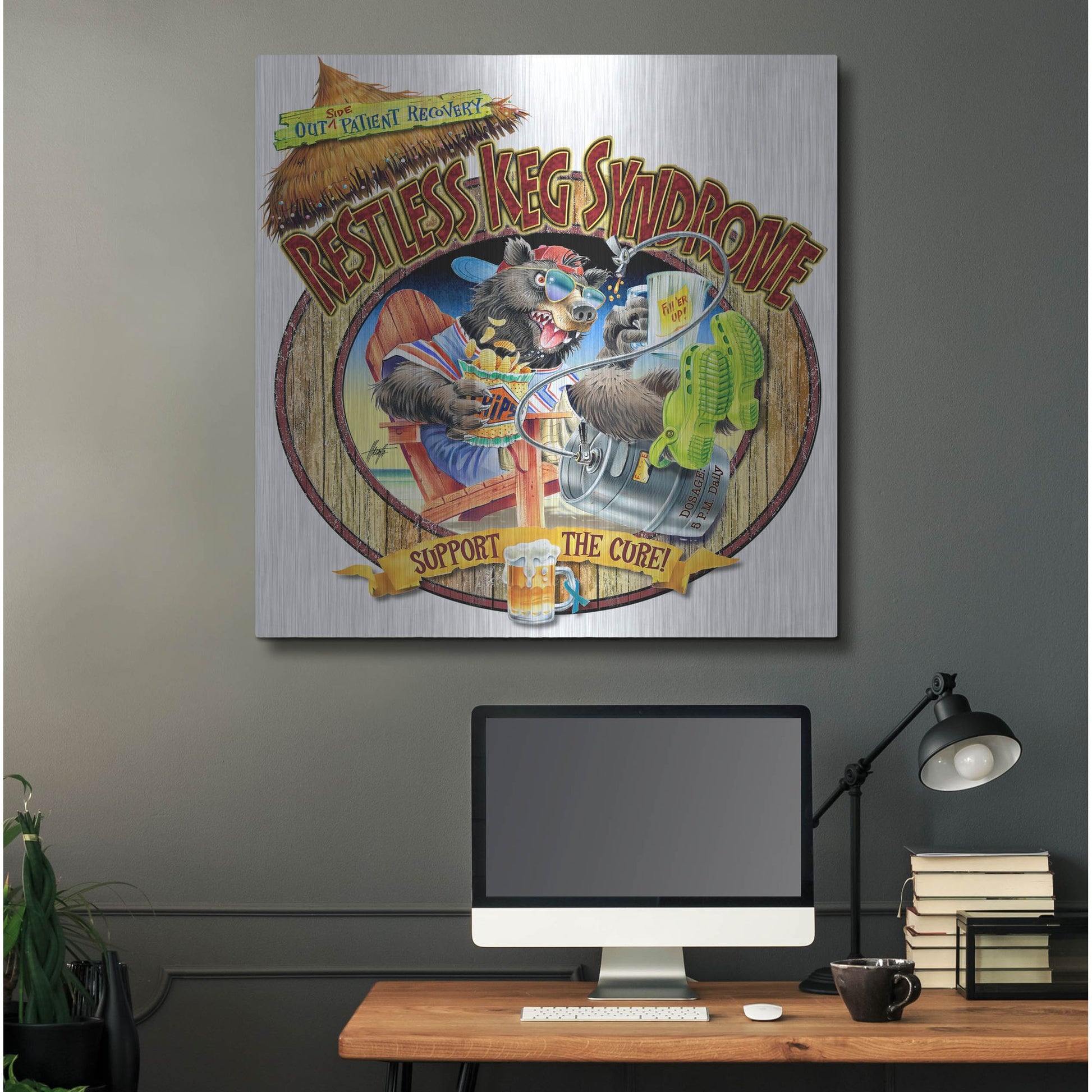 Luxe Metal Art 'BEAR Keg Syndrome' by James Mazzotta, Metal Wall Art,36x36