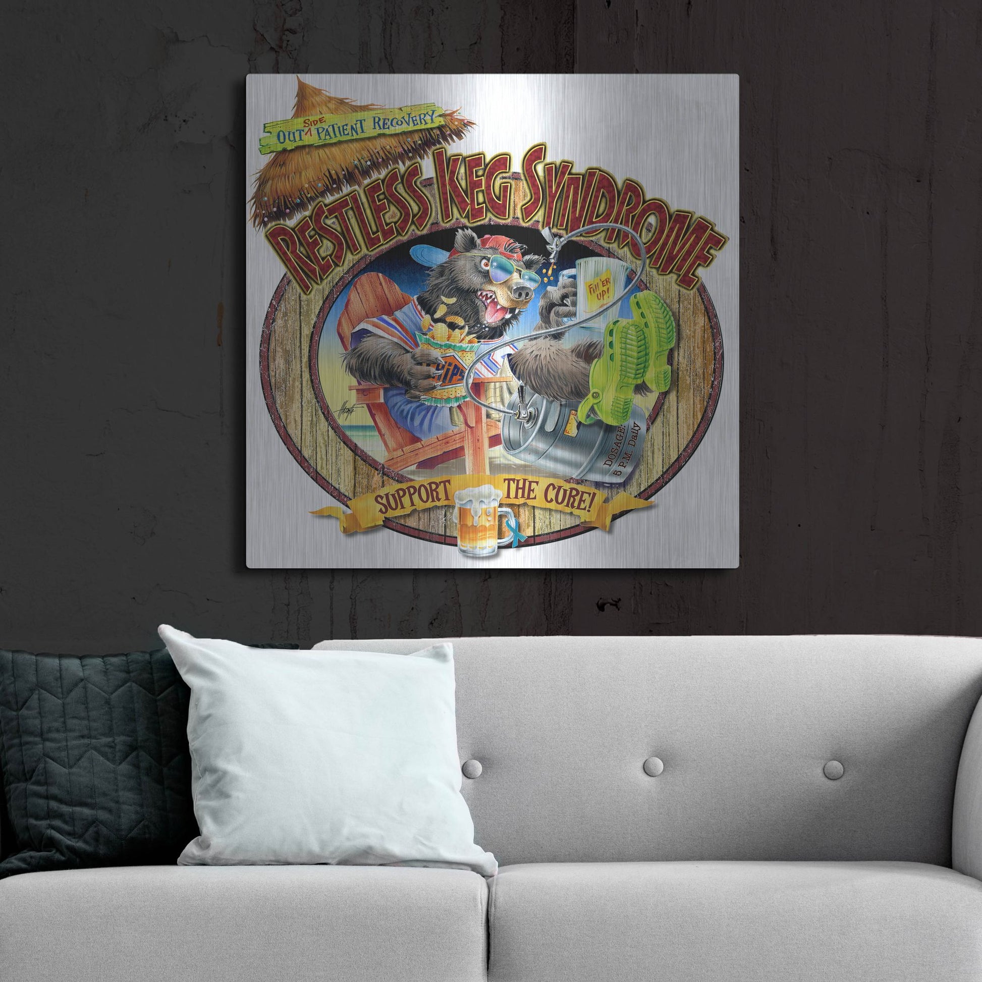 Luxe Metal Art 'BEAR Keg Syndrome' by James Mazzotta, Metal Wall Art,36x36