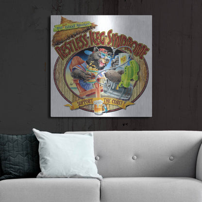 Luxe Metal Art 'BEAR Keg Syndrome' by James Mazzotta, Metal Wall Art,36x36