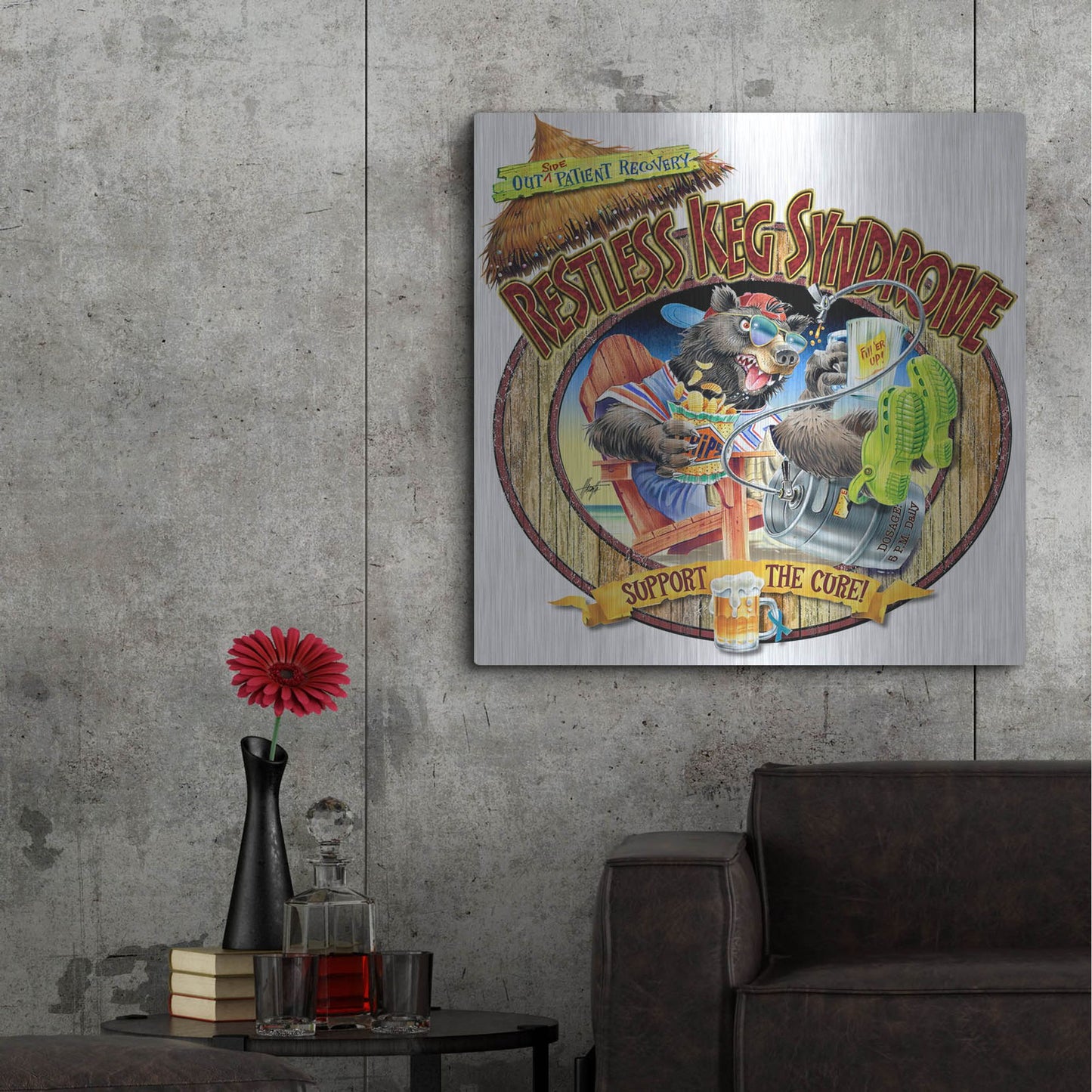 Luxe Metal Art 'BEAR Keg Syndrome' by James Mazzotta, Metal Wall Art,36x36