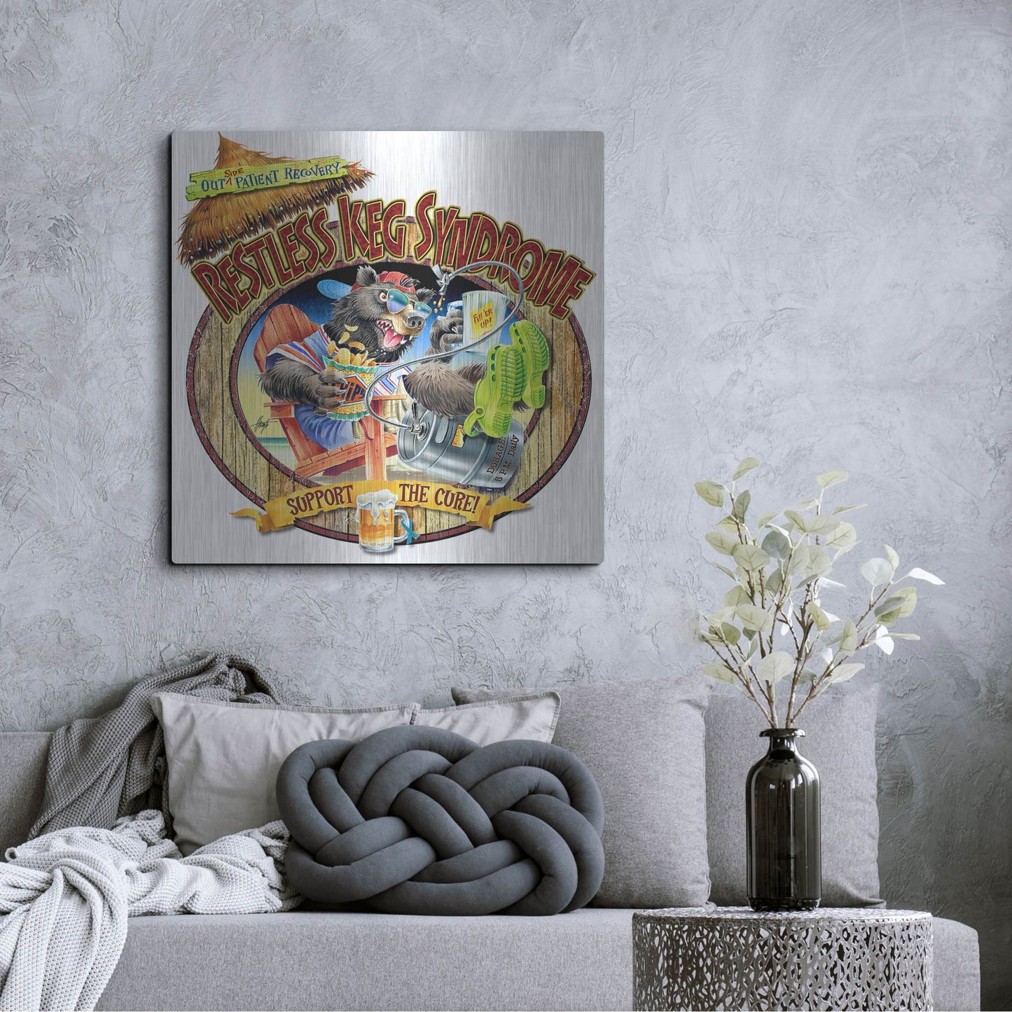 Luxe Metal Art 'BEAR Keg Syndrome' by James Mazzotta, Metal Wall Art,36x36