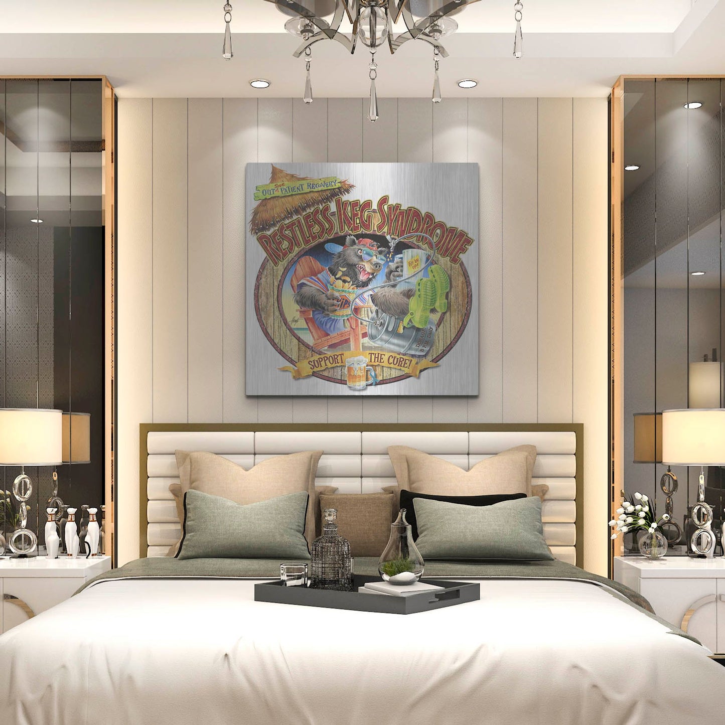 Luxe Metal Art 'BEAR Keg Syndrome' by James Mazzotta, Metal Wall Art,36x36