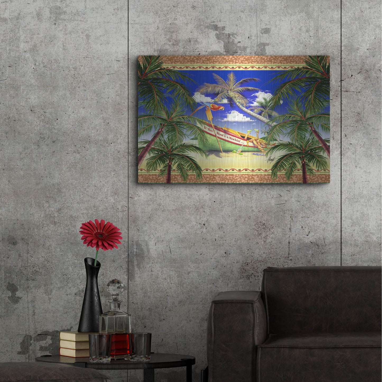 Luxe Metal Art 'Boat Toast Motif' by James Mazzotta, Metal Wall Art,36x24