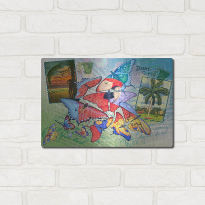 Luxe Metal Art 'Butterfly Postcards' by James Mazzotta, Metal Wall Art,16x12