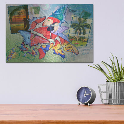 Luxe Metal Art 'Butterfly Postcards' by James Mazzotta, Metal Wall Art,16x12