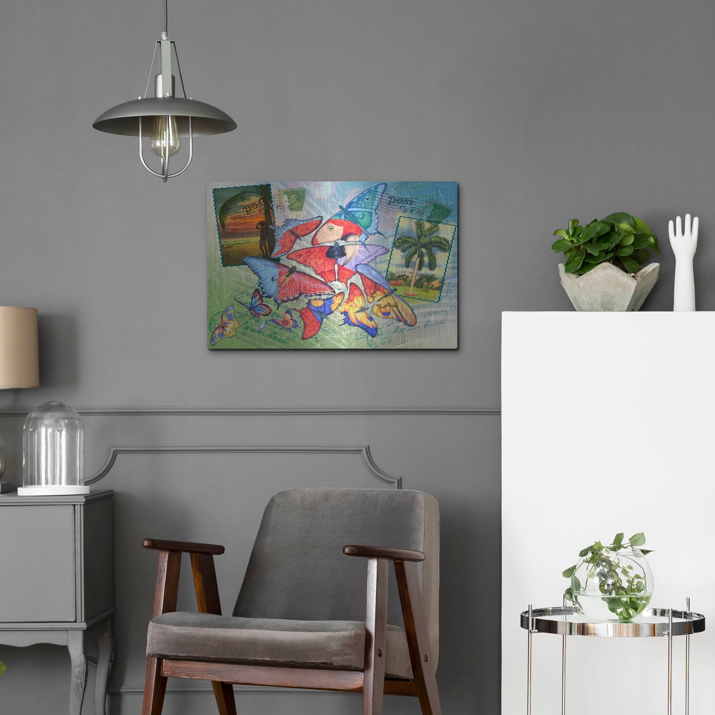 Luxe Metal Art 'Butterfly Postcards' by James Mazzotta, Metal Wall Art,24x16