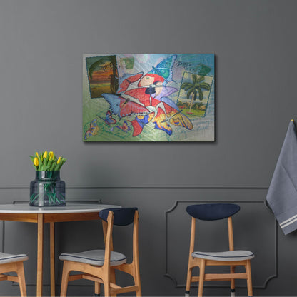 Luxe Metal Art 'Butterfly Postcards' by James Mazzotta, Metal Wall Art,36x24