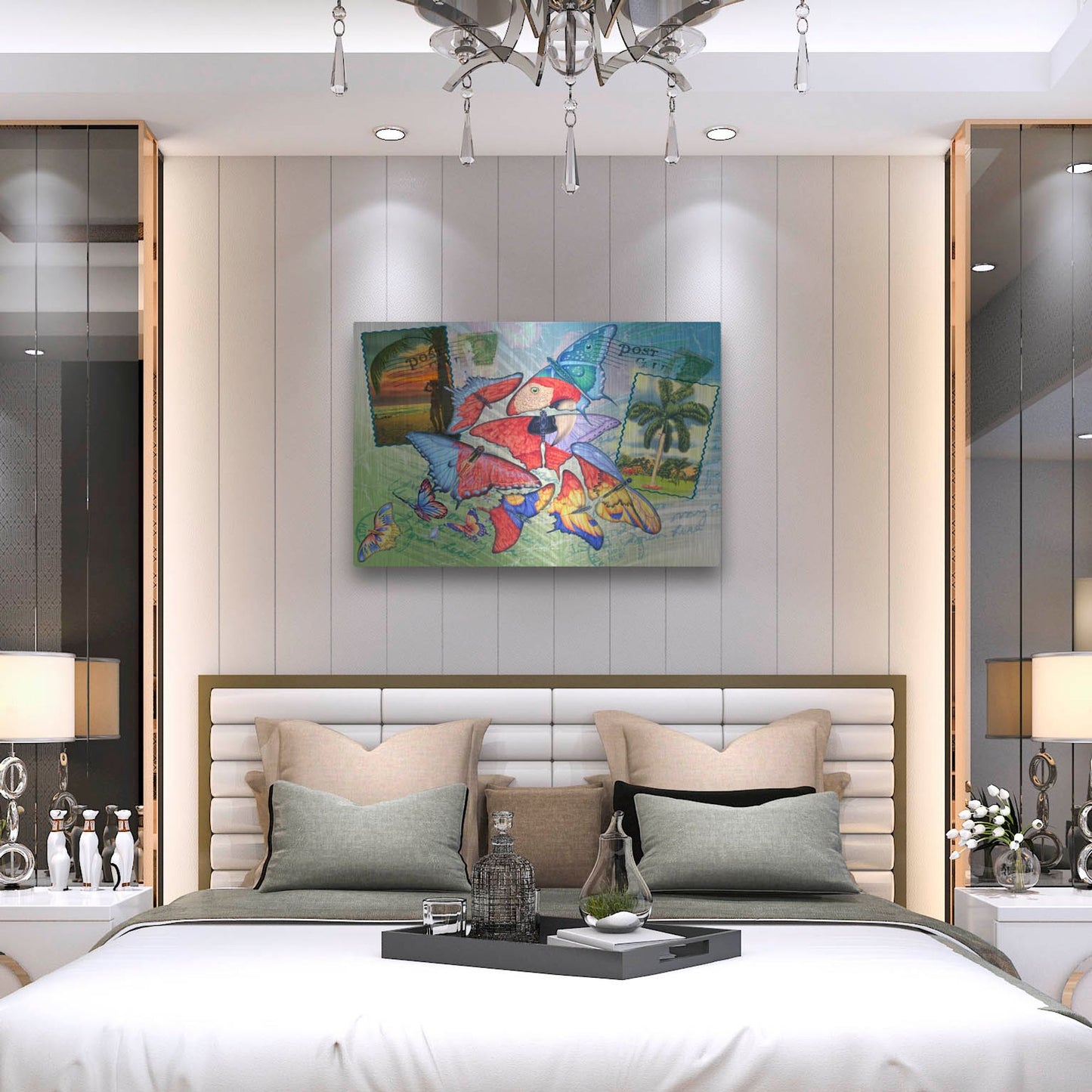 Luxe Metal Art 'Butterfly Postcards' by James Mazzotta, Metal Wall Art,36x24