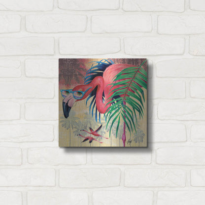 Luxe Metal Art 'Cool Flamingoes' by James Mazzotta, Metal Wall Art,12x12