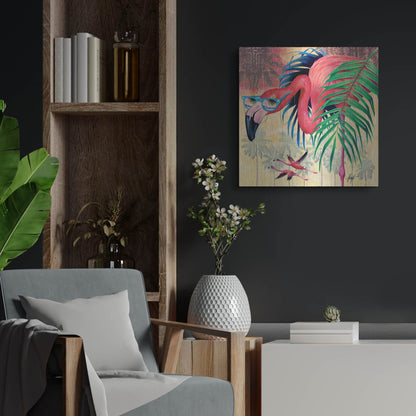 Luxe Metal Art 'Cool Flamingoes' by James Mazzotta, Metal Wall Art,24x24