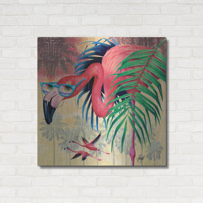 Luxe Metal Art 'Cool Flamingoes' by James Mazzotta, Metal Wall Art,36x36