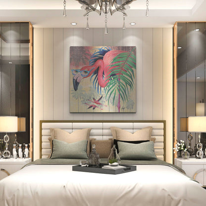 Luxe Metal Art 'Cool Flamingoes' by James Mazzotta, Metal Wall Art,36x36