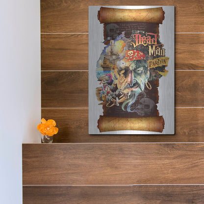 Luxe Metal Art 'Dead Man Partyin Scroll' by James Mazzotta, Metal Wall Art,12x16