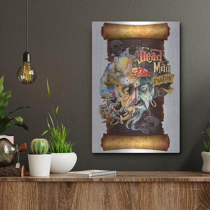 Luxe Metal Art 'Dead Man Partyin Scroll' by James Mazzotta, Metal Wall Art,12x16