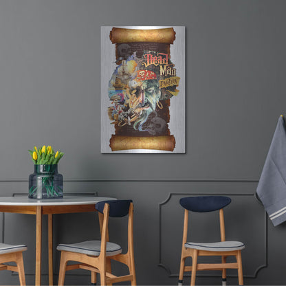 Luxe Metal Art 'Dead Man Partyin Scroll' by James Mazzotta, Metal Wall Art,24x36