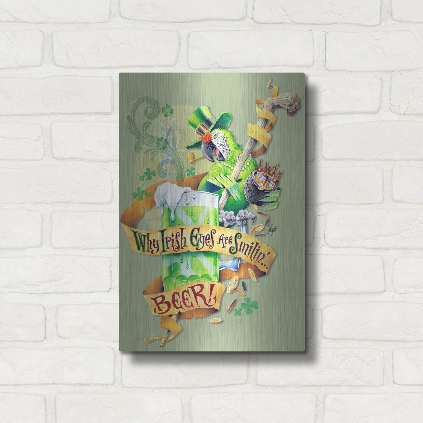 Luxe Metal Art 'Irish Eyes' by James Mazzotta, Metal Wall Art,12x16