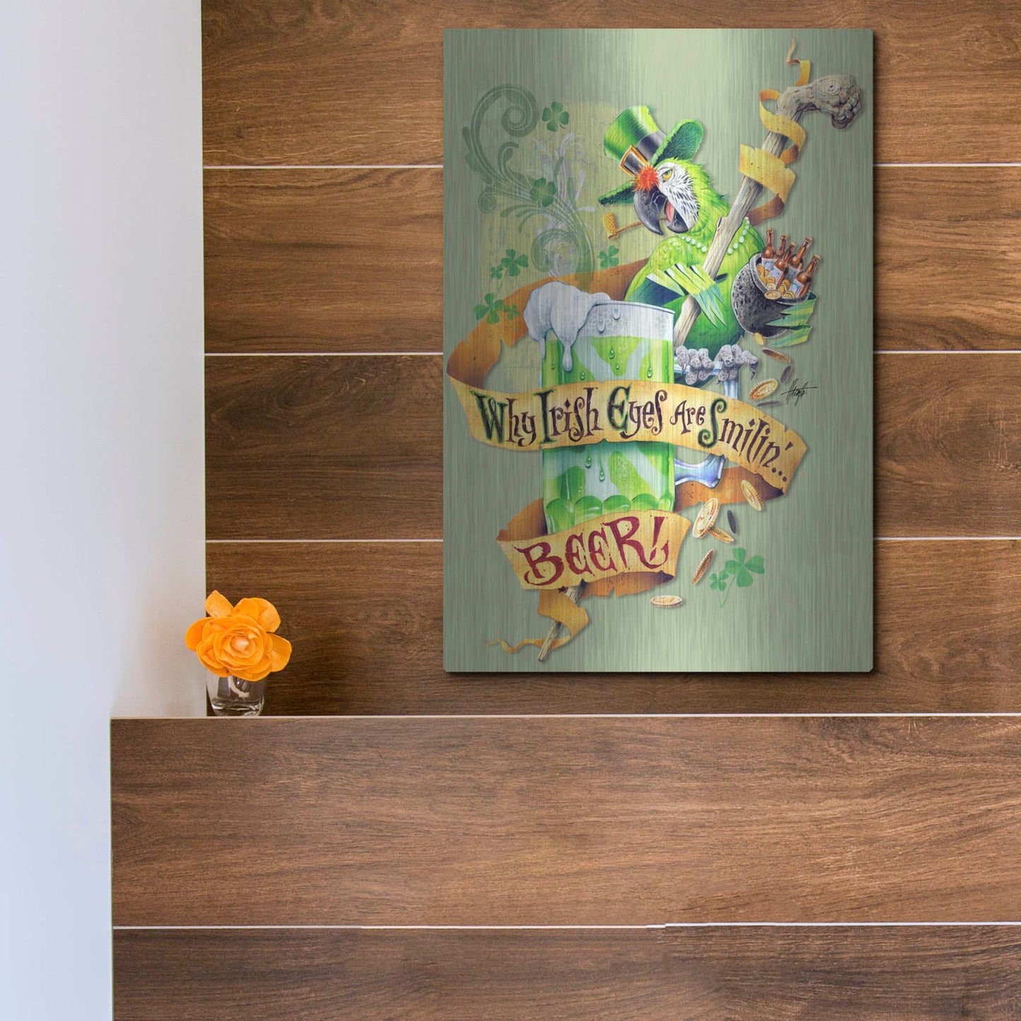 Luxe Metal Art 'Irish Eyes' by James Mazzotta, Metal Wall Art,12x16