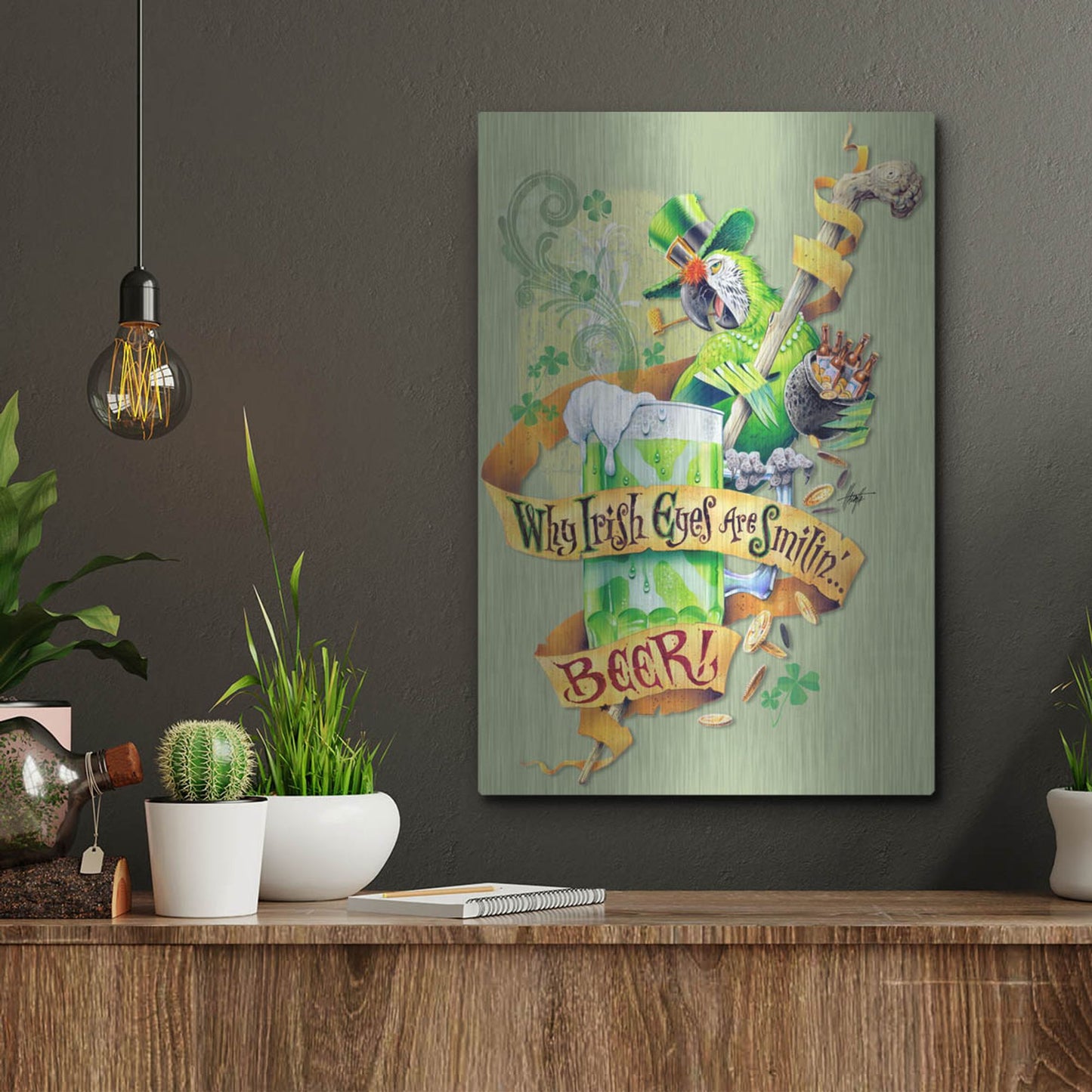 Luxe Metal Art 'Irish Eyes' by James Mazzotta, Metal Wall Art,12x16