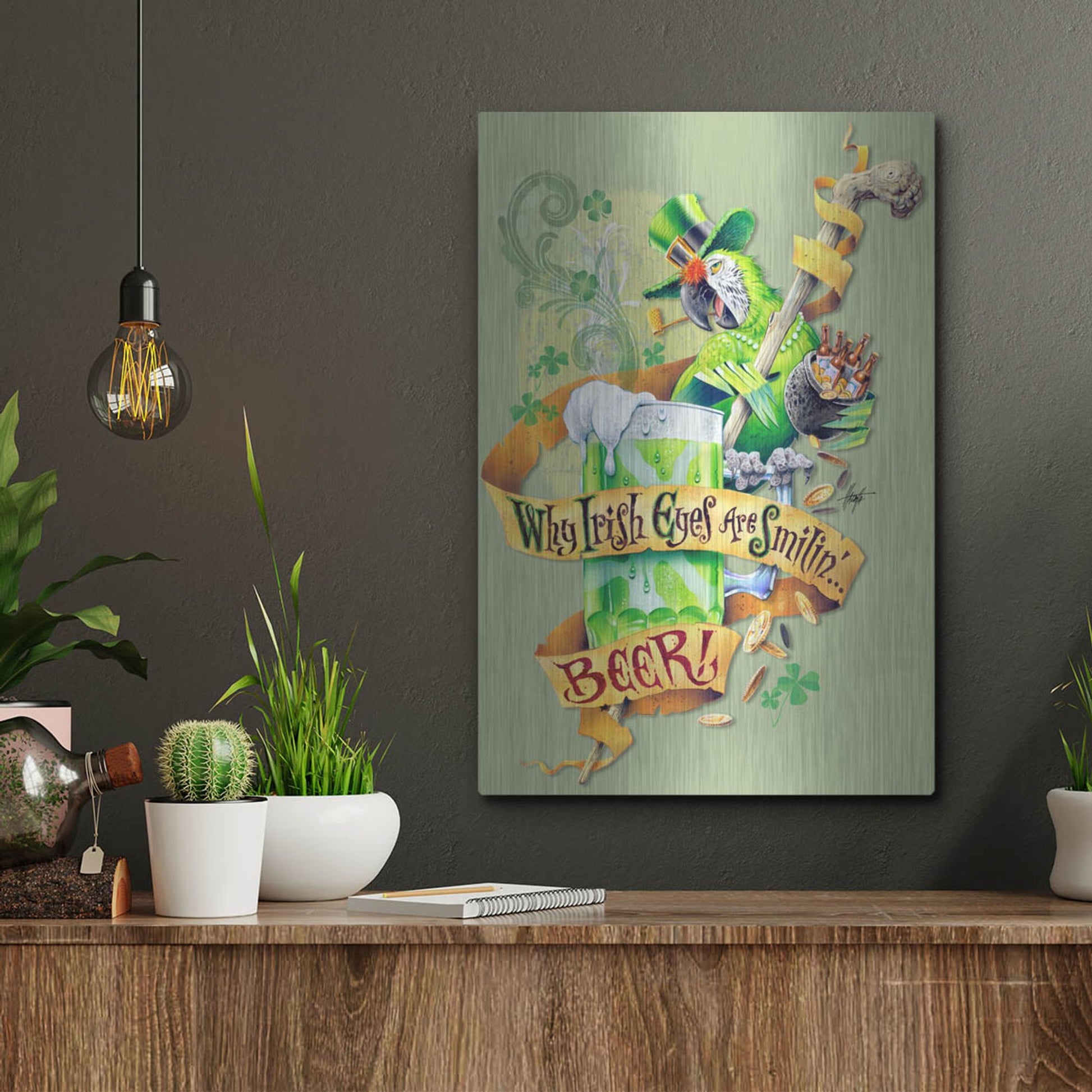 Luxe Metal Art 'Irish Eyes' by James Mazzotta, Metal Wall Art,12x16