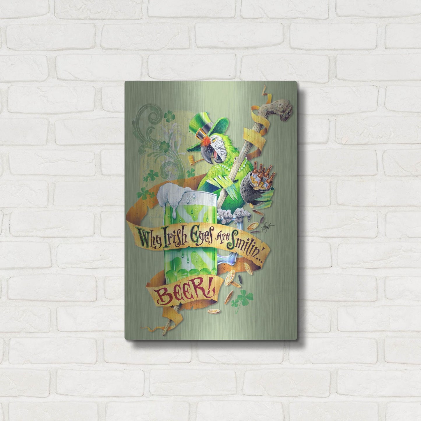 Luxe Metal Art 'Irish Eyes' by James Mazzotta, Metal Wall Art,16x24