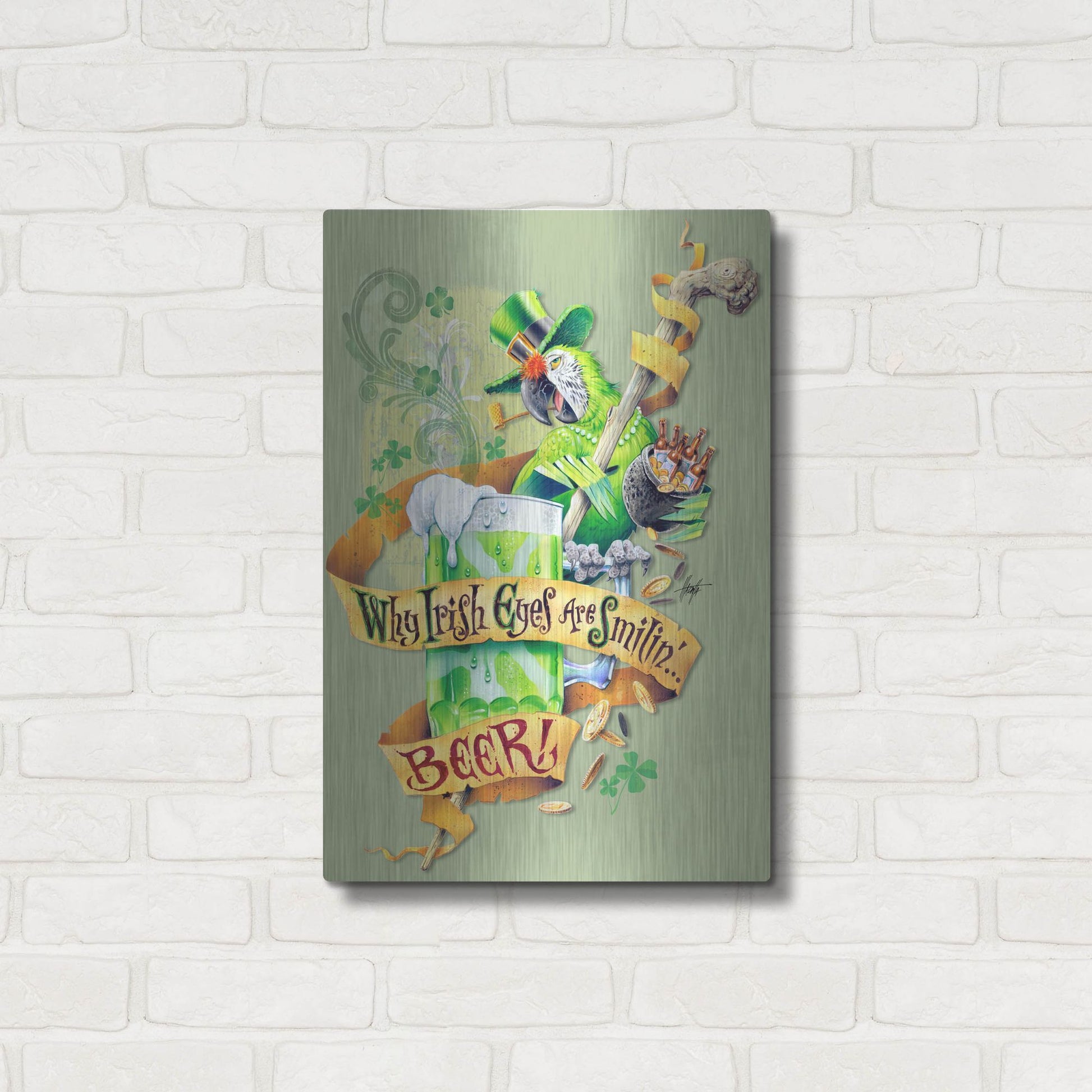 Luxe Metal Art 'Irish Eyes' by James Mazzotta, Metal Wall Art,16x24