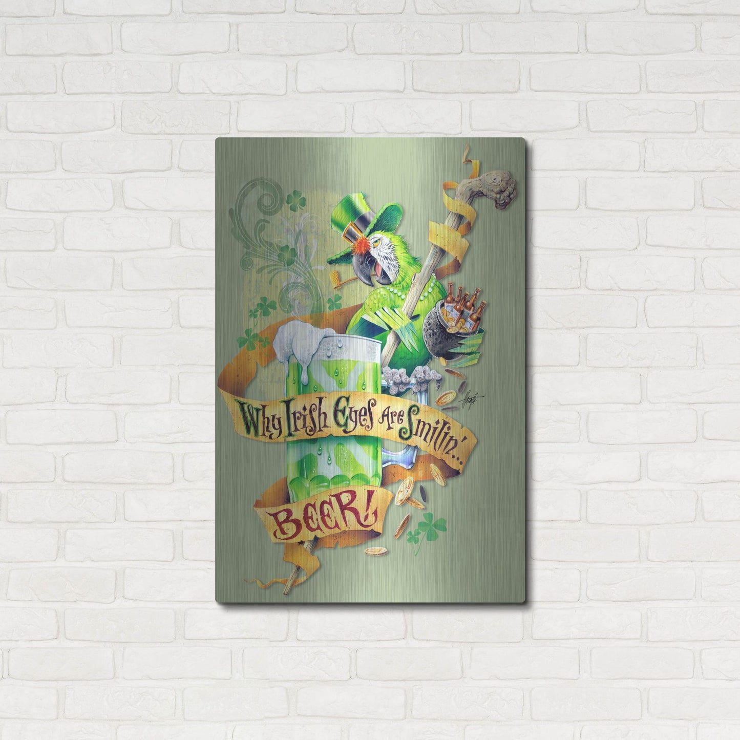 Luxe Metal Art 'Irish Eyes' by James Mazzotta, Metal Wall Art,24x36