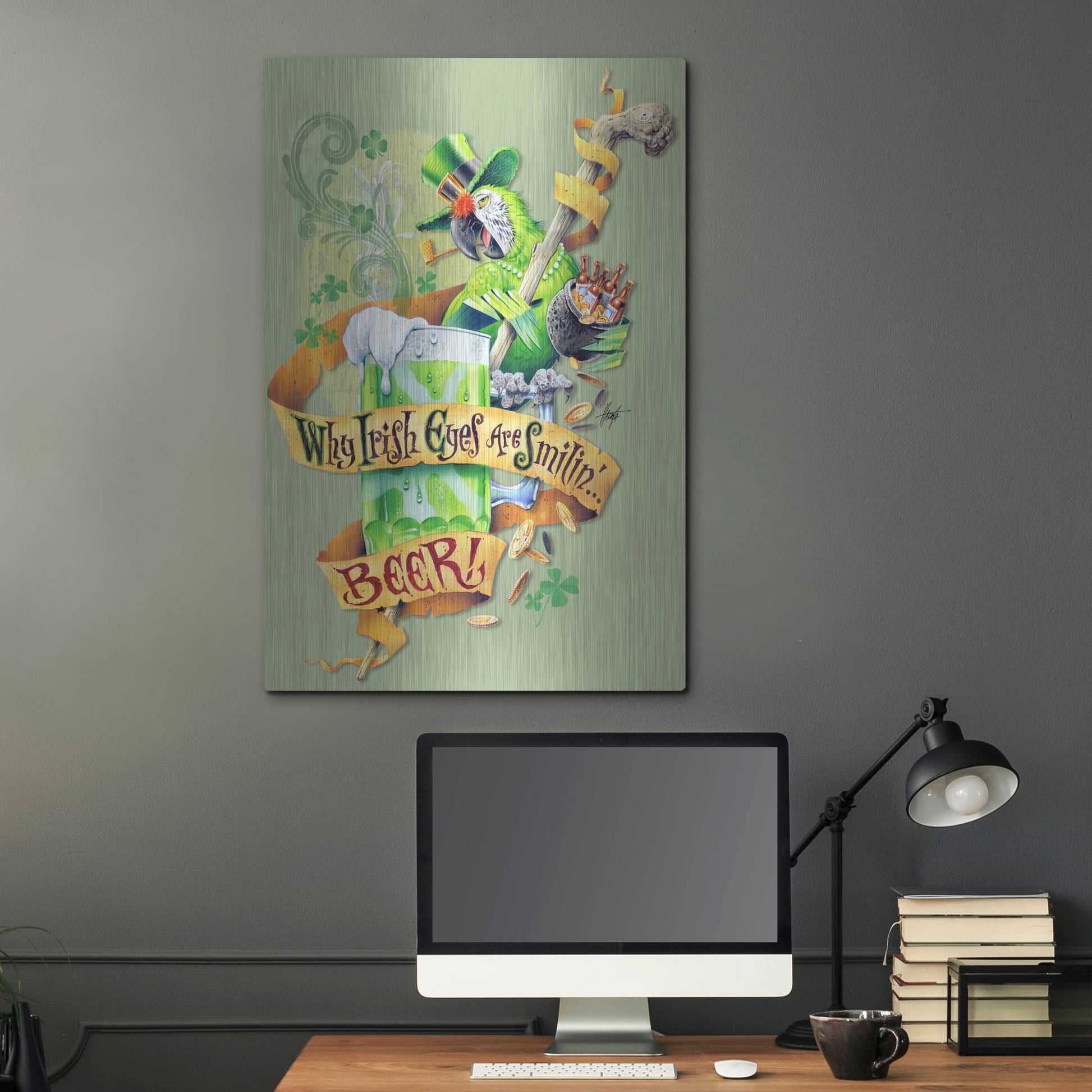 Luxe Metal Art 'Irish Eyes' by James Mazzotta, Metal Wall Art,24x36