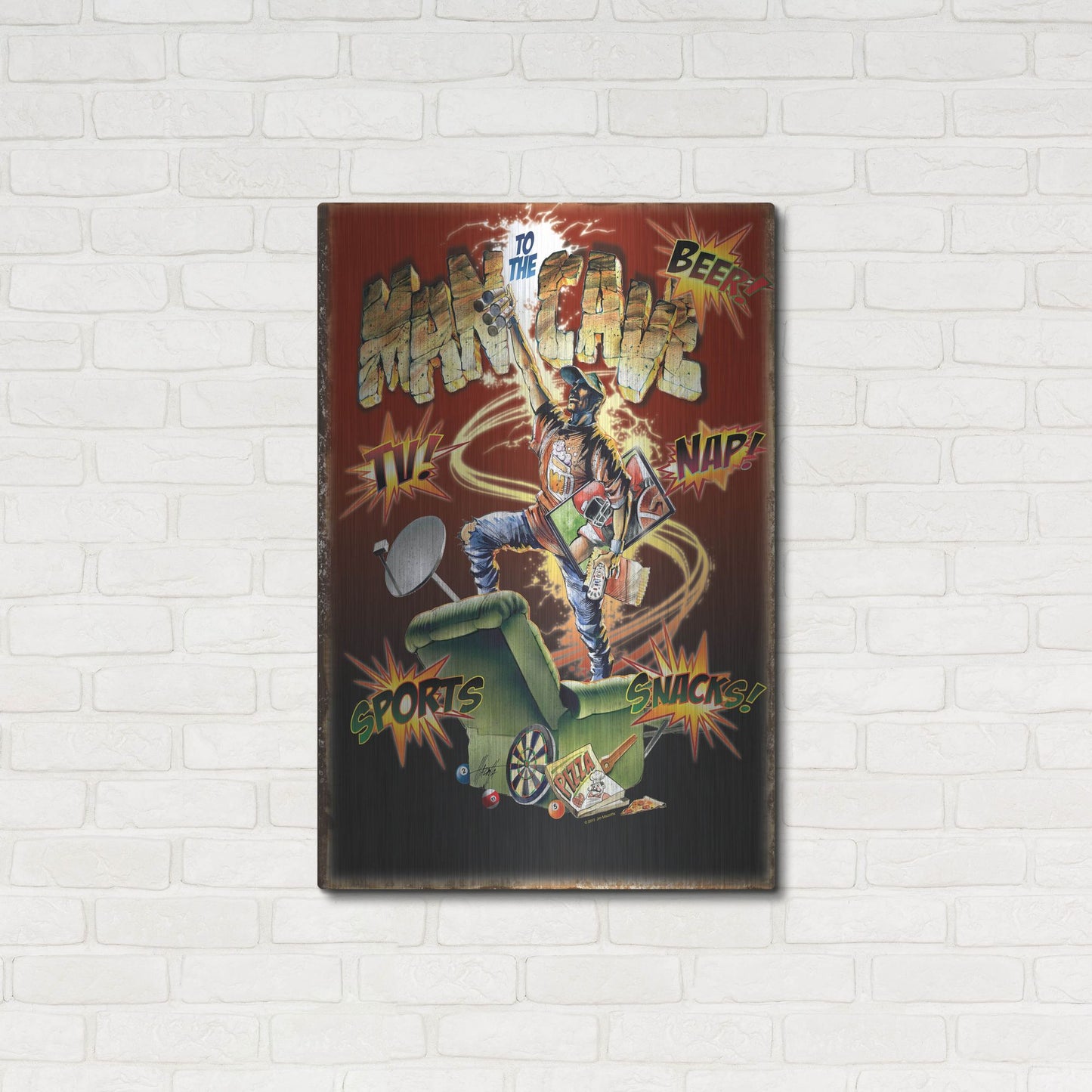 Luxe Metal Art 'Man Cave' by James Mazzotta, Metal Wall Art,24x36