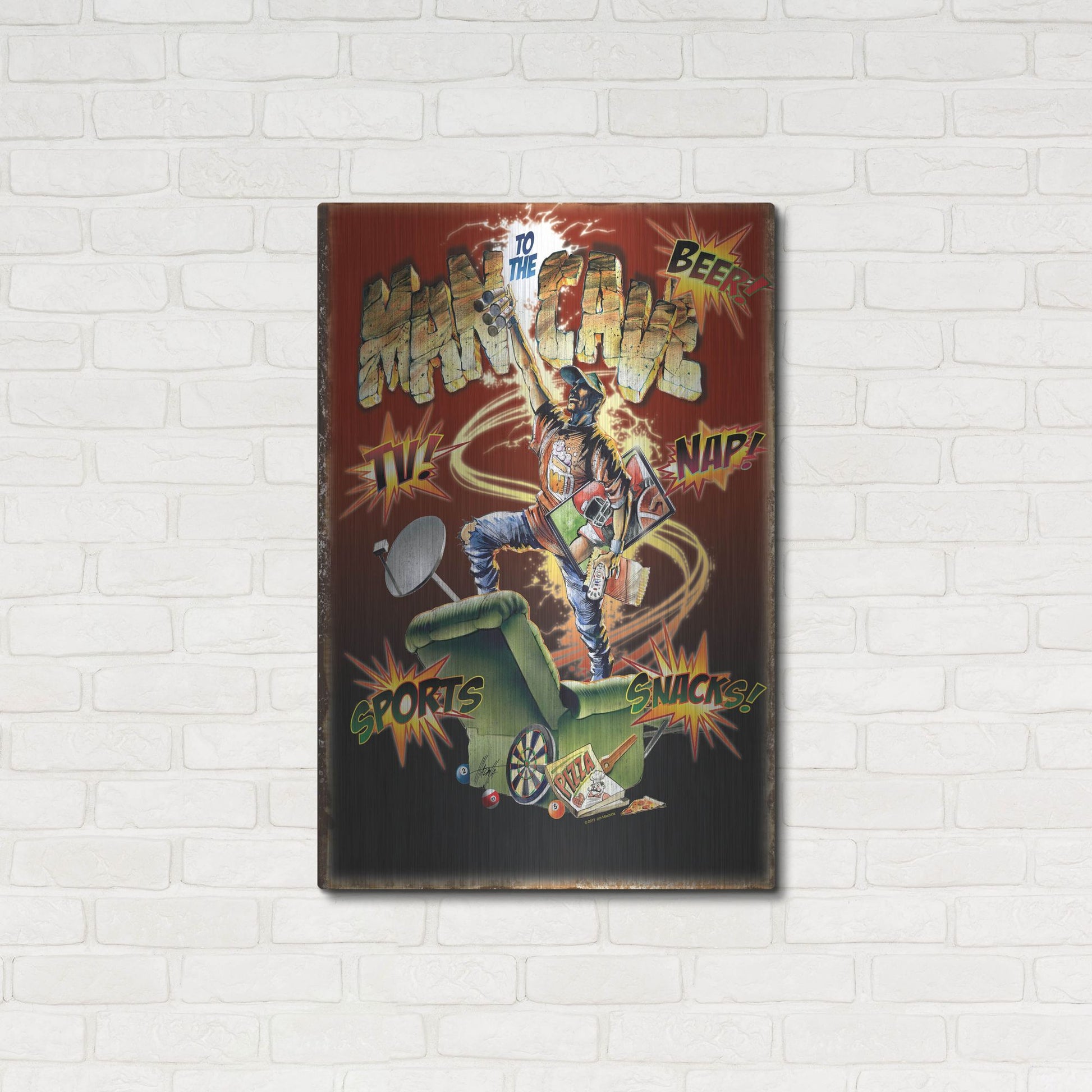 Luxe Metal Art 'Man Cave' by James Mazzotta, Metal Wall Art,24x36