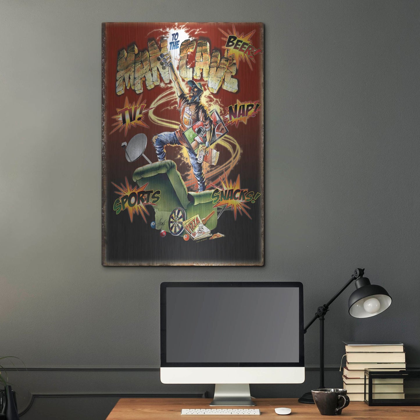 Luxe Metal Art 'Man Cave' by James Mazzotta, Metal Wall Art,24x36