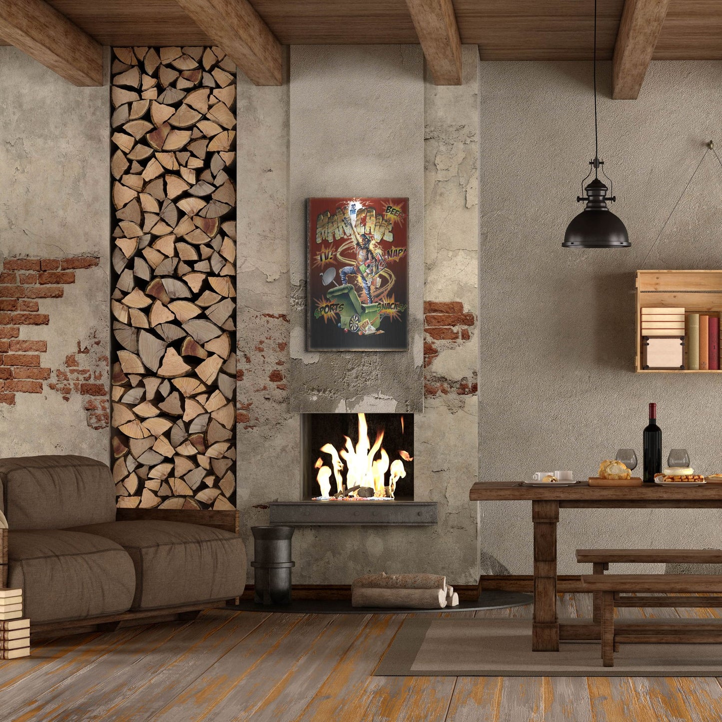 Luxe Metal Art 'Man Cave' by James Mazzotta, Metal Wall Art,24x36