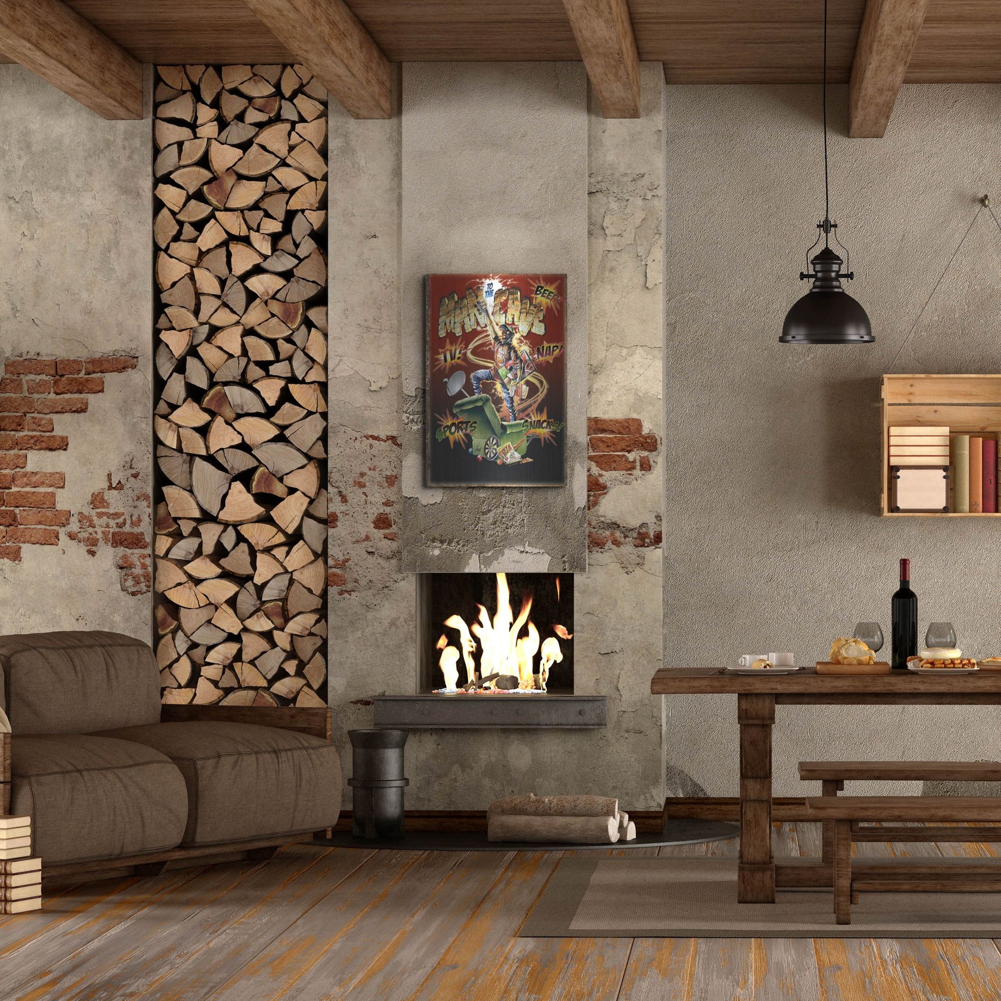 Luxe Metal Art 'Man Cave' by James Mazzotta, Metal Wall Art,24x36