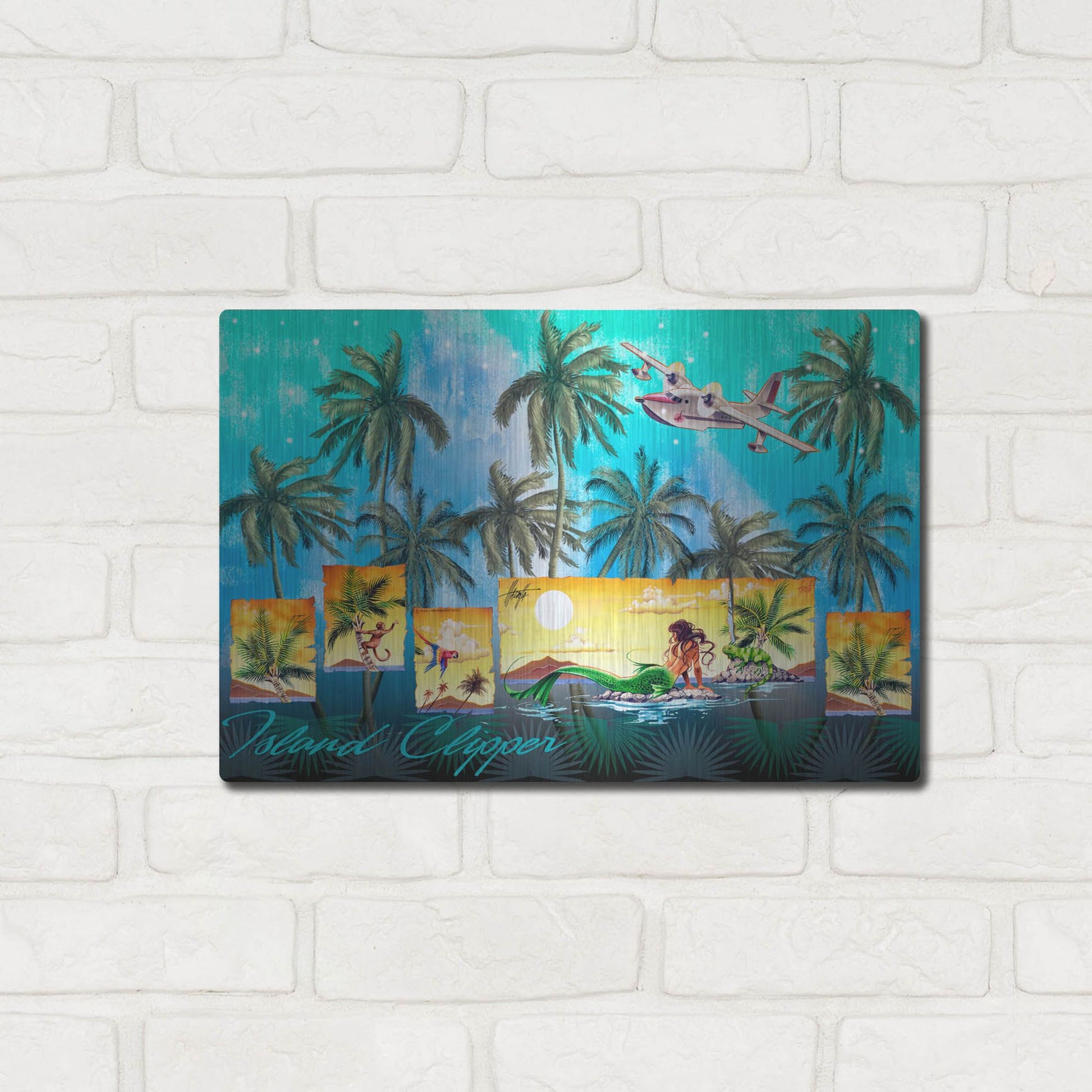 Luxe Metal Art 'Mermaid Clipper' by James Mazzotta, Metal Wall Art,16x12