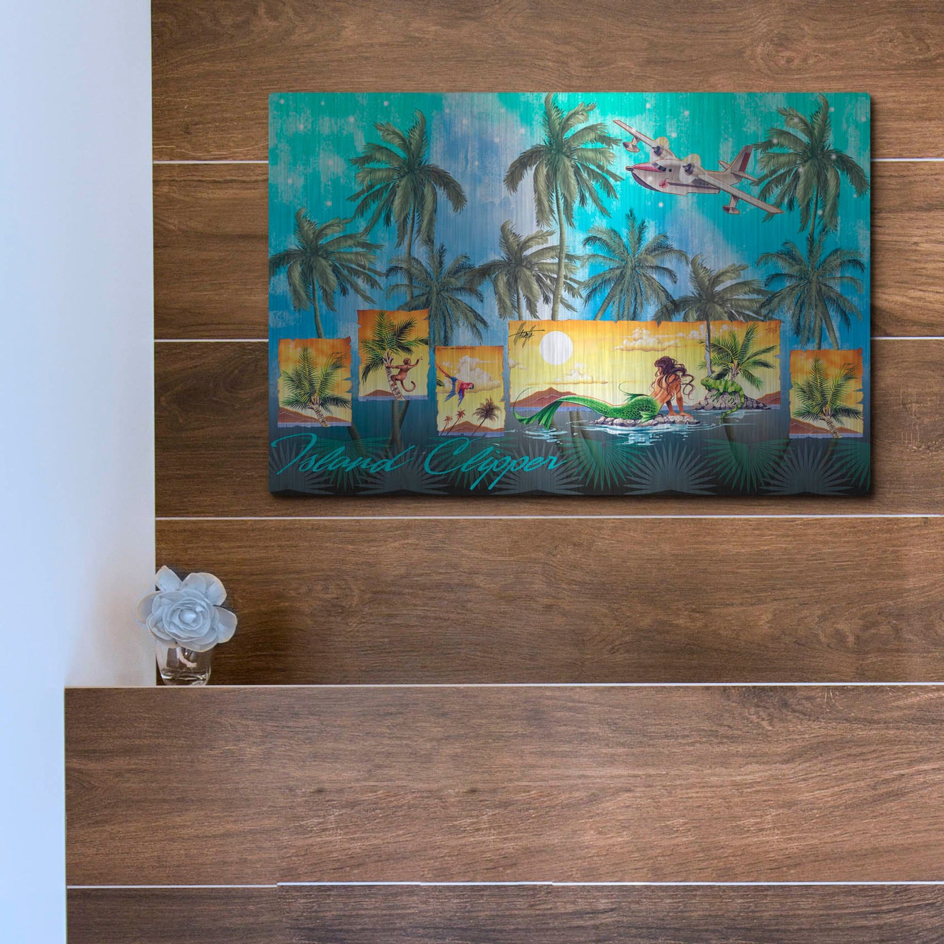 Luxe Metal Art 'Mermaid Clipper' by James Mazzotta, Metal Wall Art,16x12