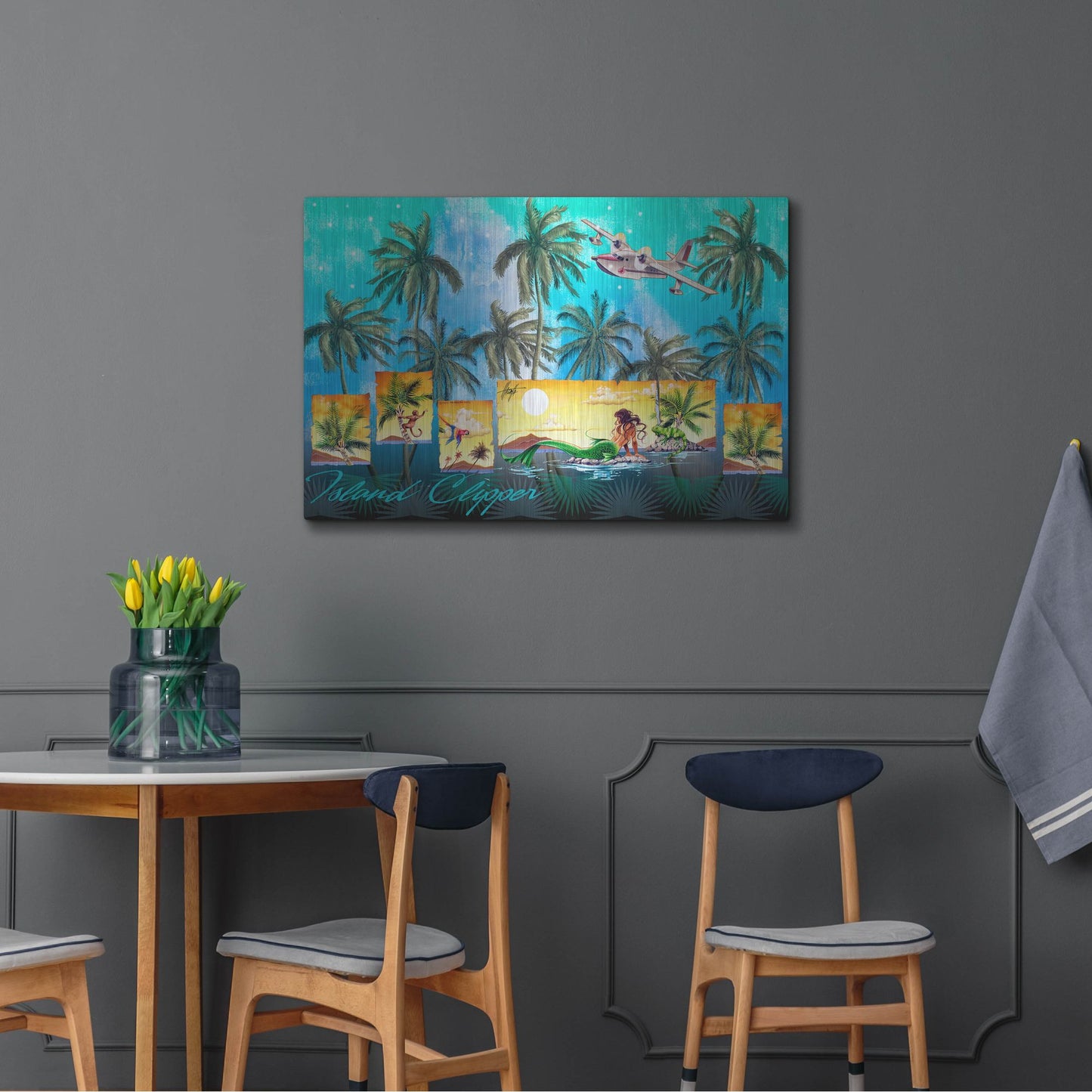 Luxe Metal Art 'Mermaid Clipper' by James Mazzotta, Metal Wall Art,36x24