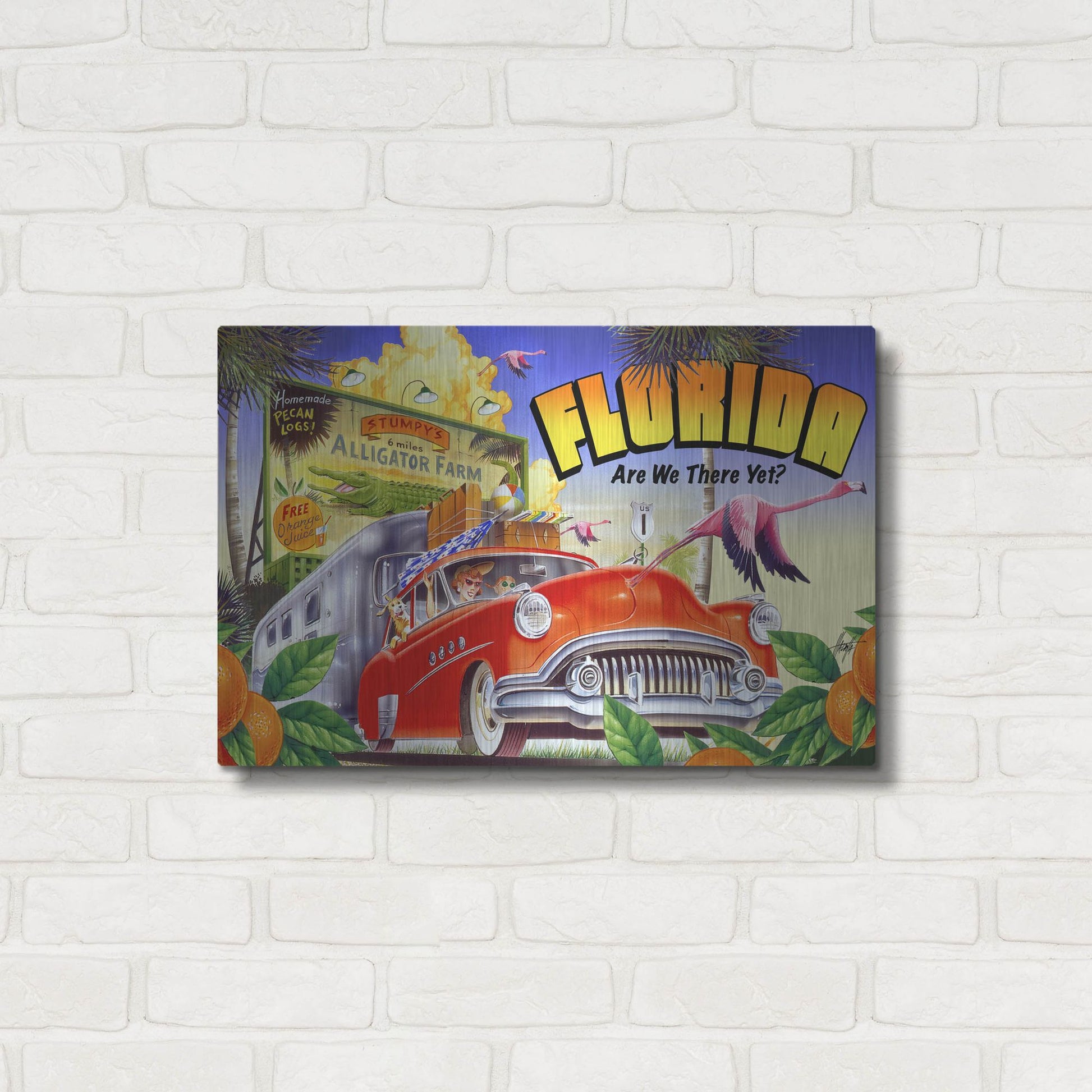 Luxe Metal Art 'Road Trip' by James Mazzotta, Metal Wall Art,24x16