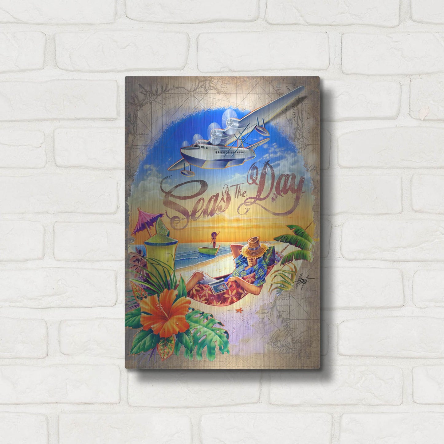 Luxe Metal Art 'Seas Day' by James Mazzotta, Metal Wall Art,12x16