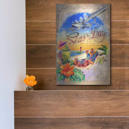 Luxe Metal Art 'Seas Day' by James Mazzotta, Metal Wall Art,12x16