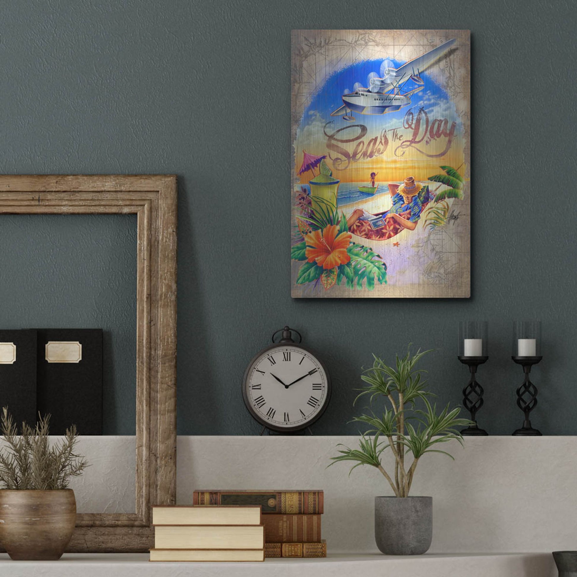 Luxe Metal Art 'Seas Day' by James Mazzotta, Metal Wall Art,12x16