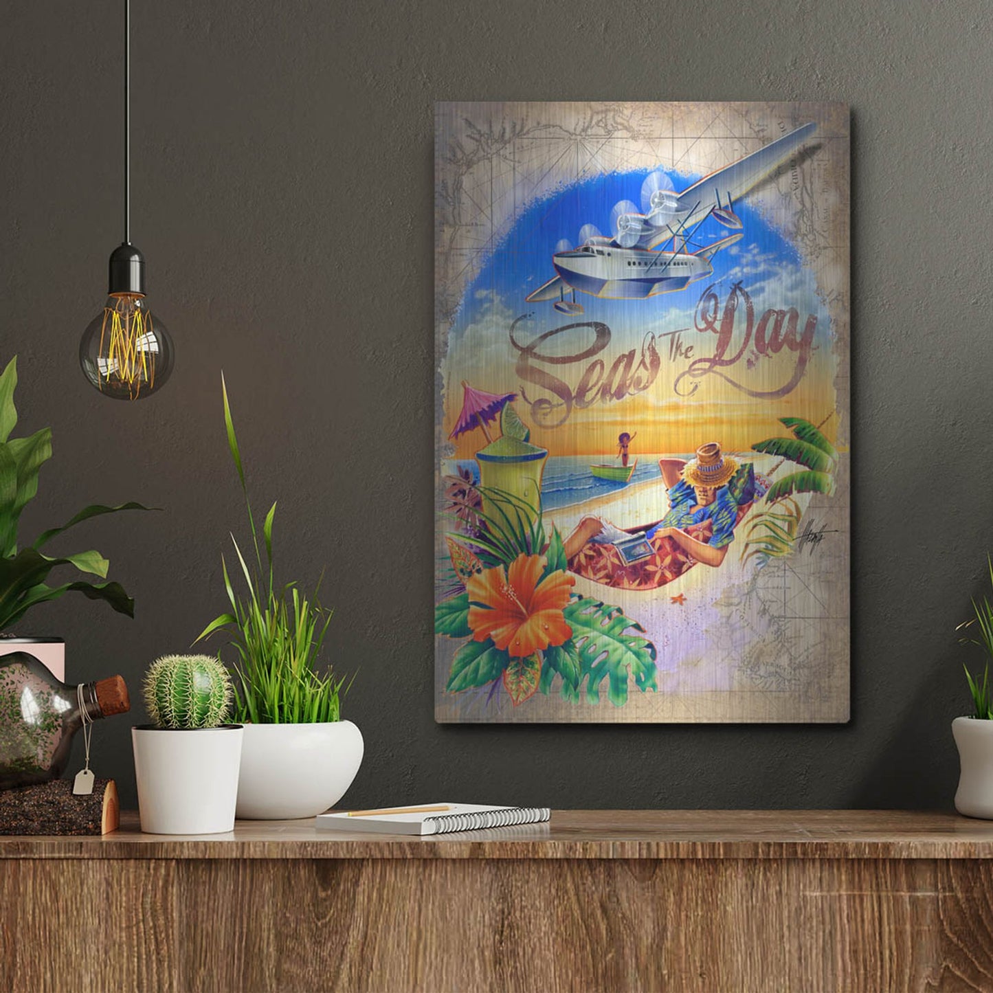 Luxe Metal Art 'Seas Day' by James Mazzotta, Metal Wall Art,12x16