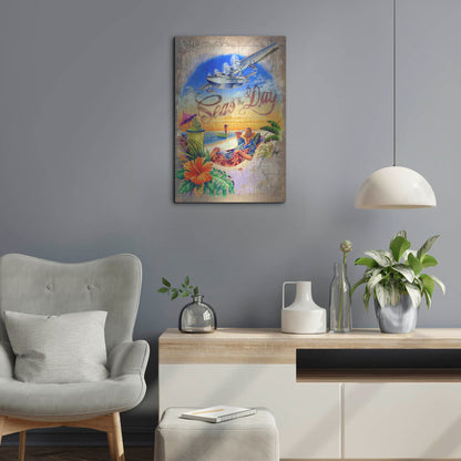 Luxe Metal Art 'Seas Day' by James Mazzotta, Metal Wall Art,16x24